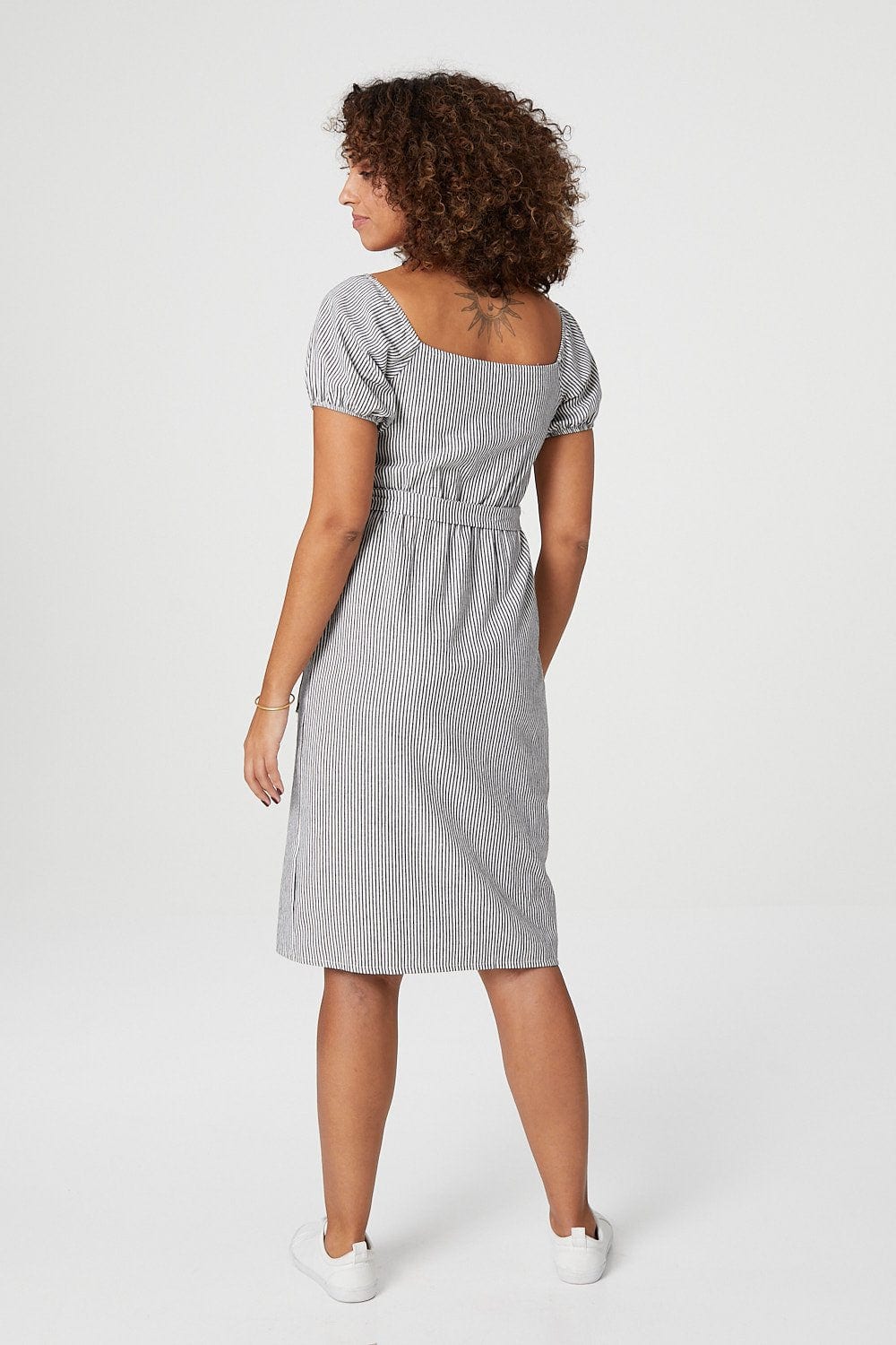 Square Neck Button Front Dress