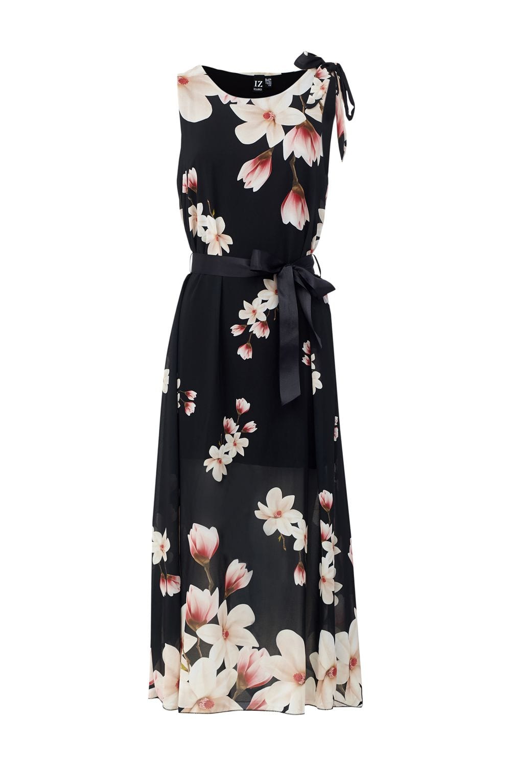 Black | Floral Tie Sleeve Dress