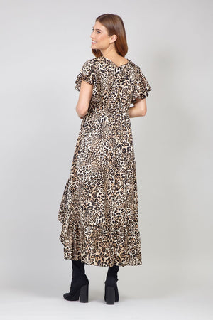 Brown | Leopard Wrap Midi Dress