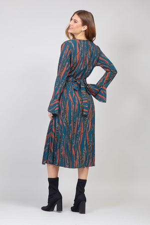 Teal | Striped Plunge Dress