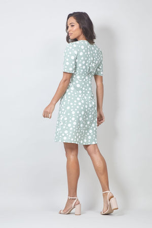 Green | Polka Dot Print Tea Dress