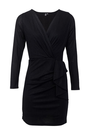 Black | Ruched Front Bodycon Dress