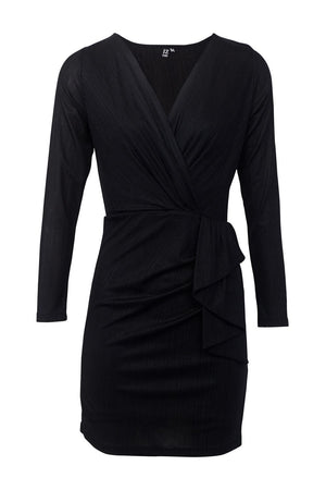 Black | Ruched Front Bodycon Dress