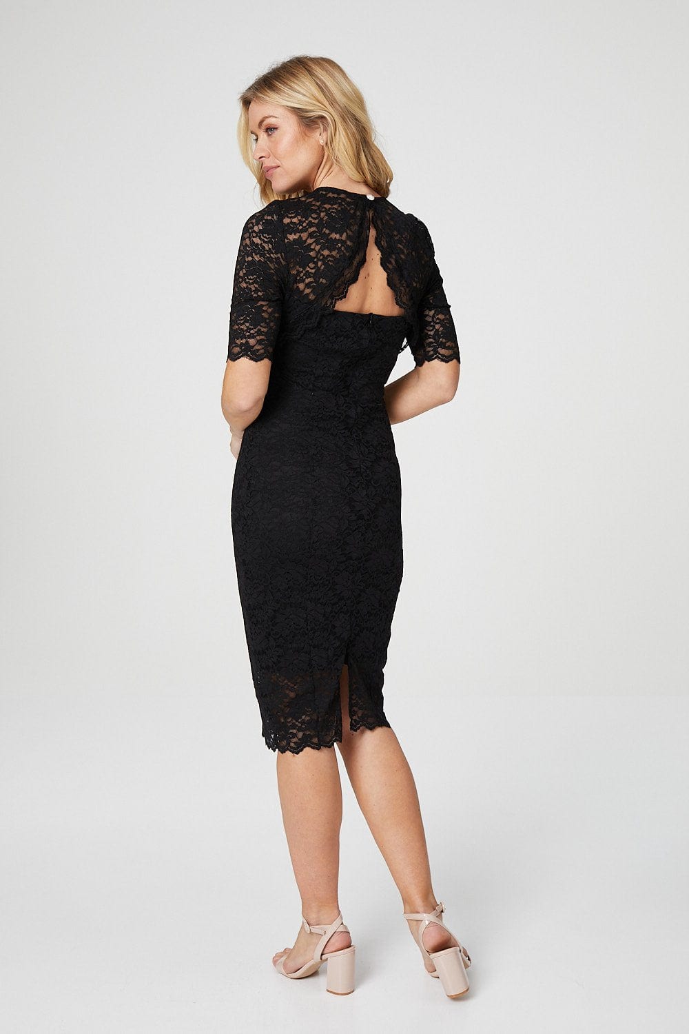 Black | Lace 1/2 Sleeve Bodycon Dress
