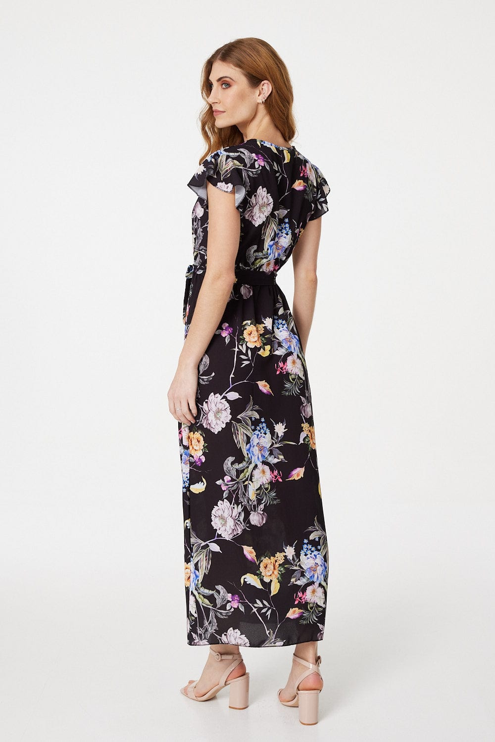 Black | Floral Wrap FrontMaxi