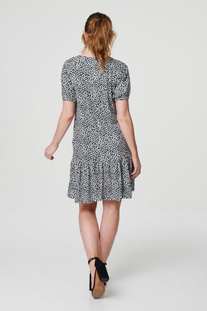 Navy | Ditsy Floral Short Tiered Dress