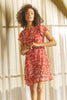 Red | Ditsy Floral Frilled Sleeve Dress : Model is 5'8