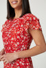 Red | Ditsy Floral Frilled Sleeve Dress