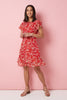 Red | Ditsy Floral Frilled Sleeve Dress