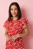 Red | Ditsy Floral Frilled Sleeve Dress