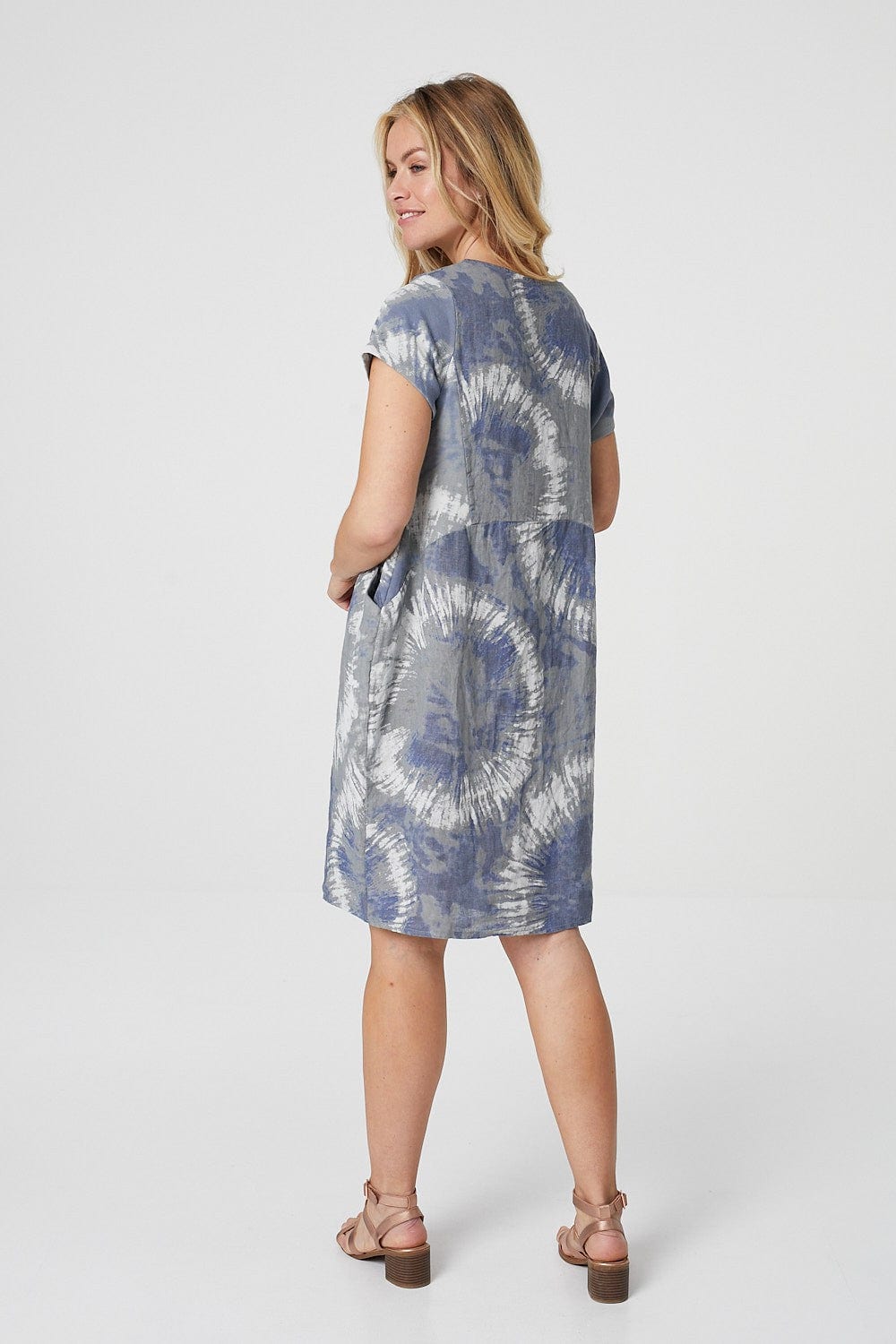 Grey | Tie Dye Smock Linen Dress