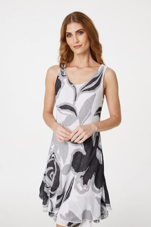 Grey | Floral Layered Sun Dress