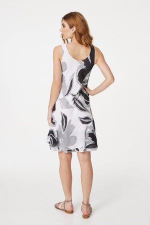 Grey | Floral Layered Sun Dress
