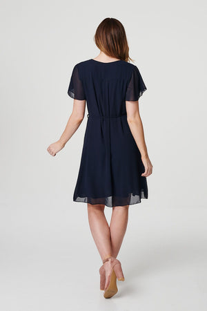 Navy | Zip Front Shift Dress