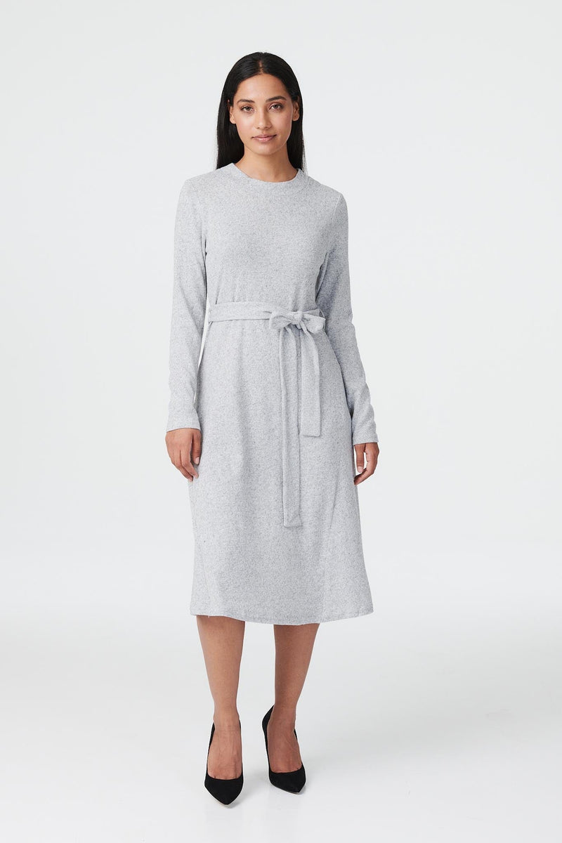 Grey | Long Sleeve Midi Dress