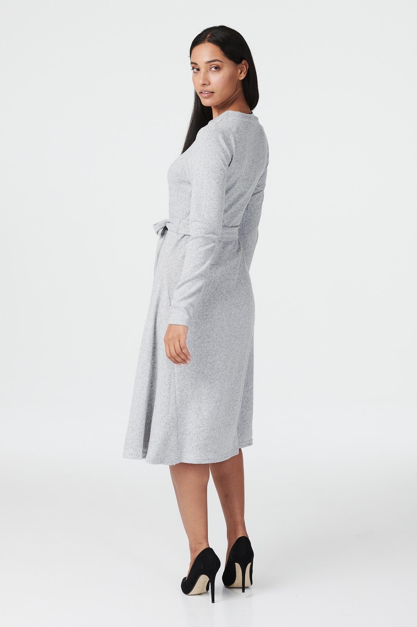 Grey | Long Sleeve Midi Dress