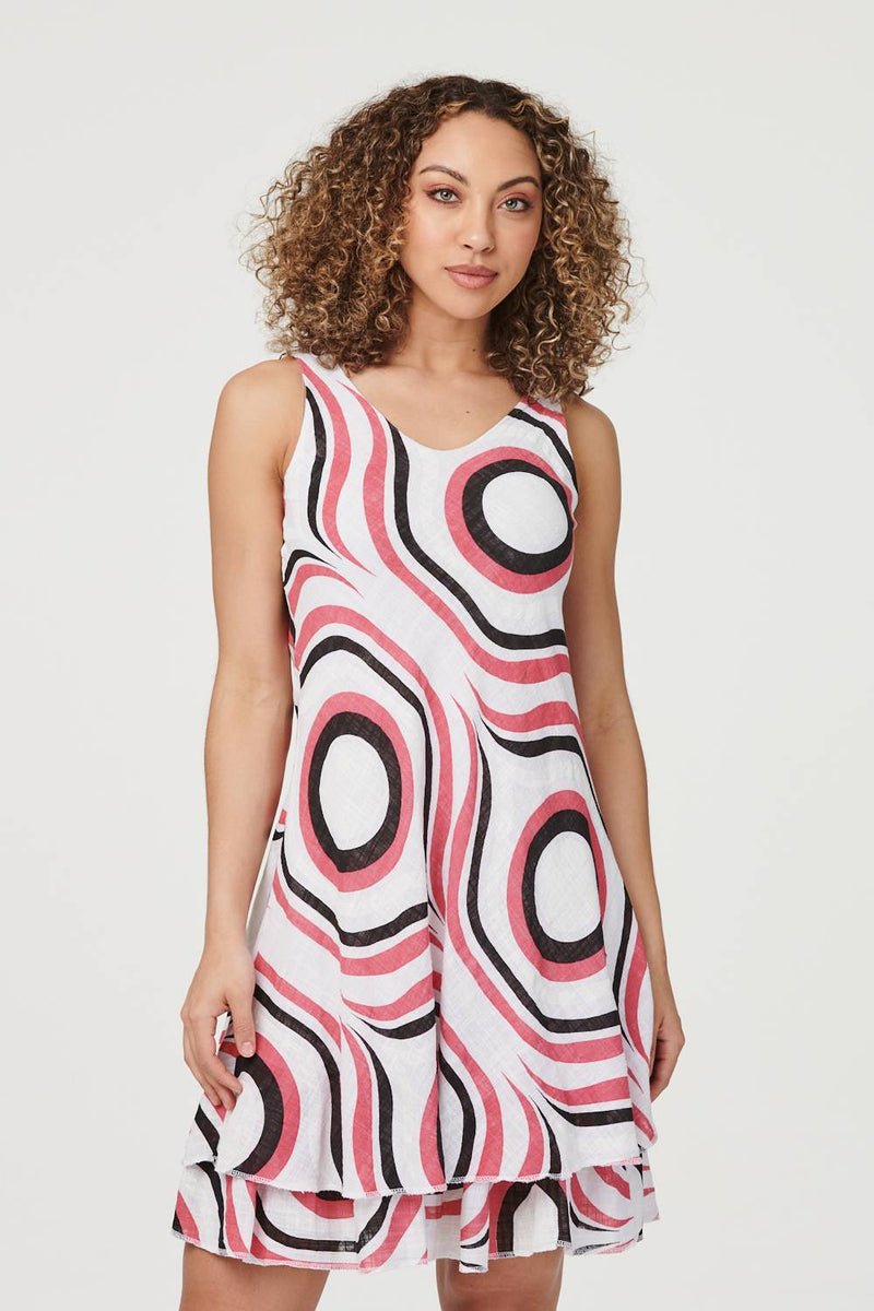 Crew neck asymmetric stripe shift dresses top