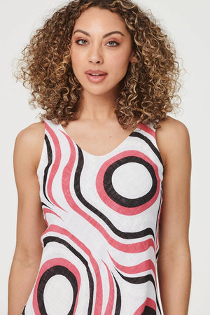 Pink | Abstract Print Sleeveless Sun Dress