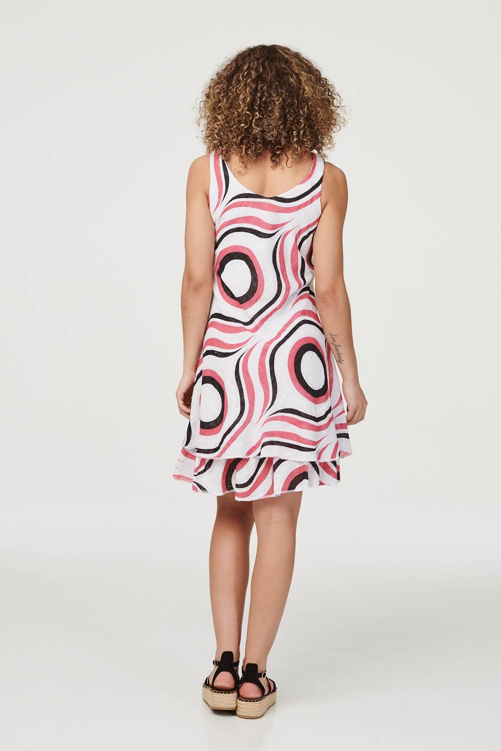 Pink | Abstract Print Sleeveless Sun Dress