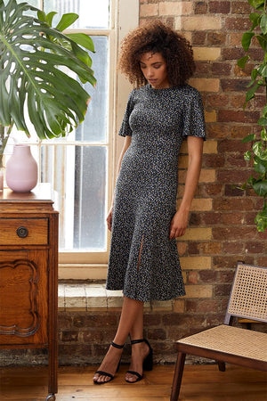 Green | Ditsy Floral Midi Dress