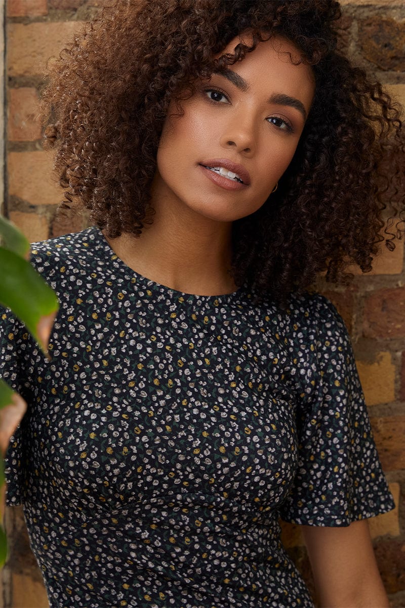 Green | Ditsy Floral Midi Dress
