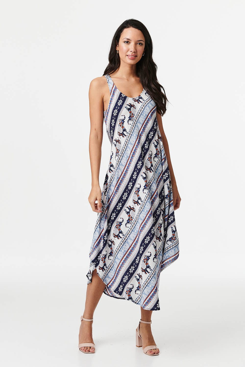 Blue | Elephant Print Sun Dress