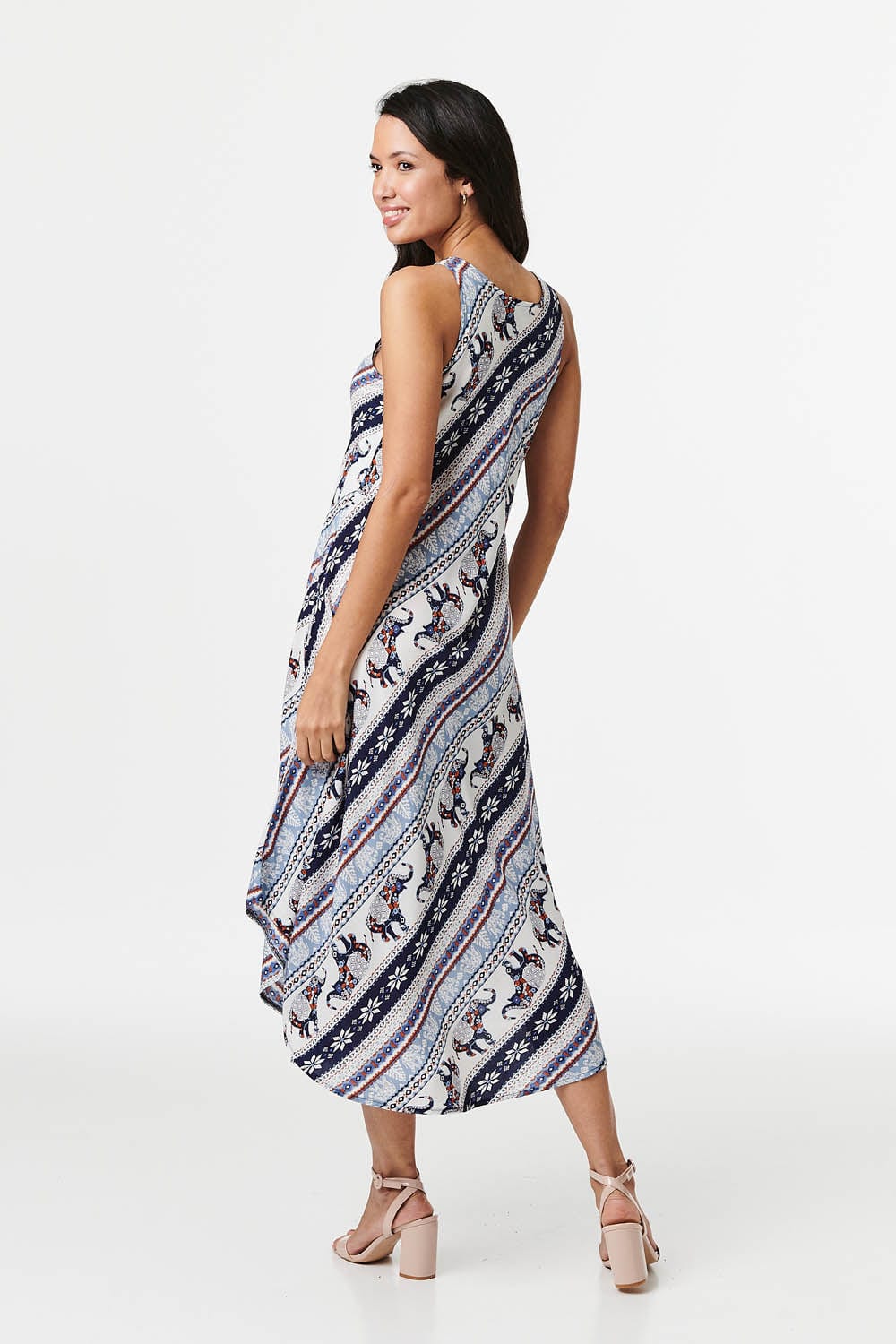 Blue | Elephant Print Sun Dress