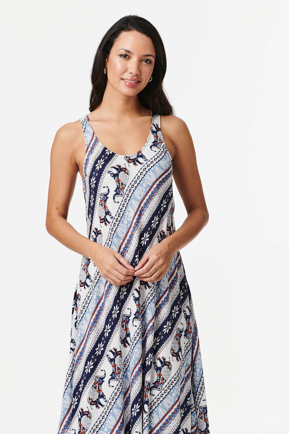 Blue | Elephant Print Sun Dress