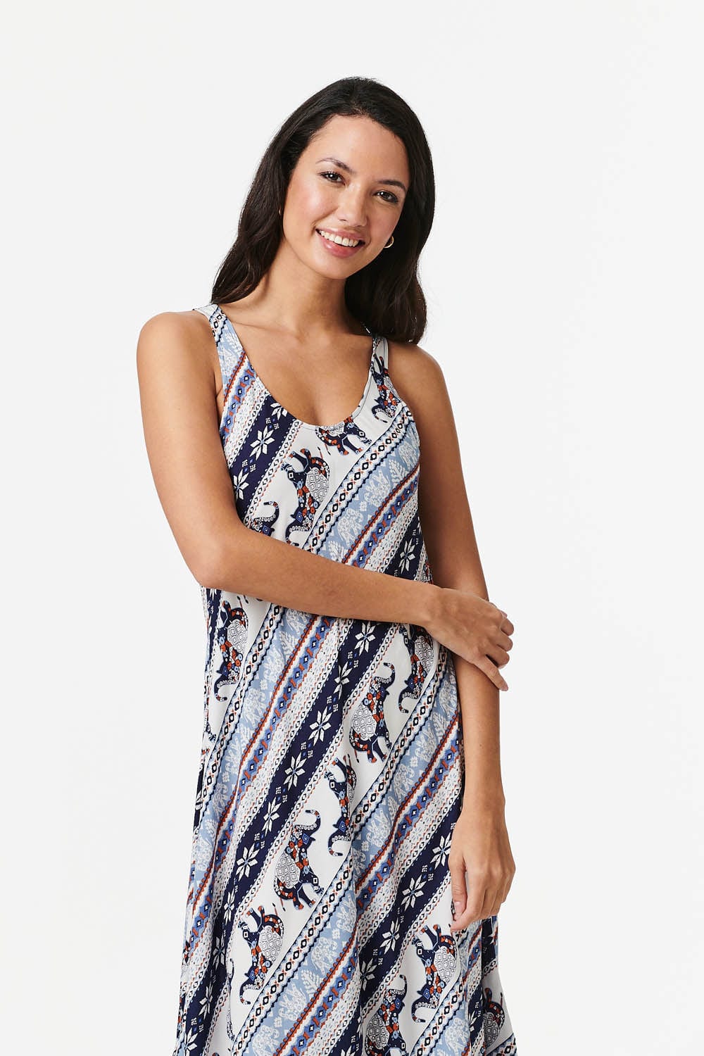 Blue | Elephant Print Sun Dress