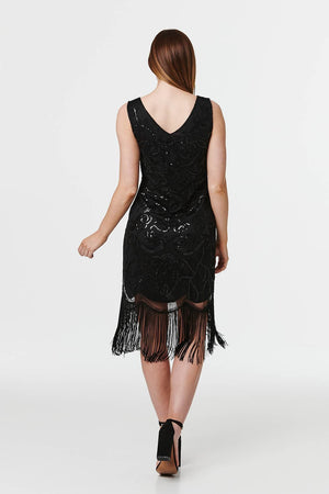 Black | Sequin Embellished Slip Dress