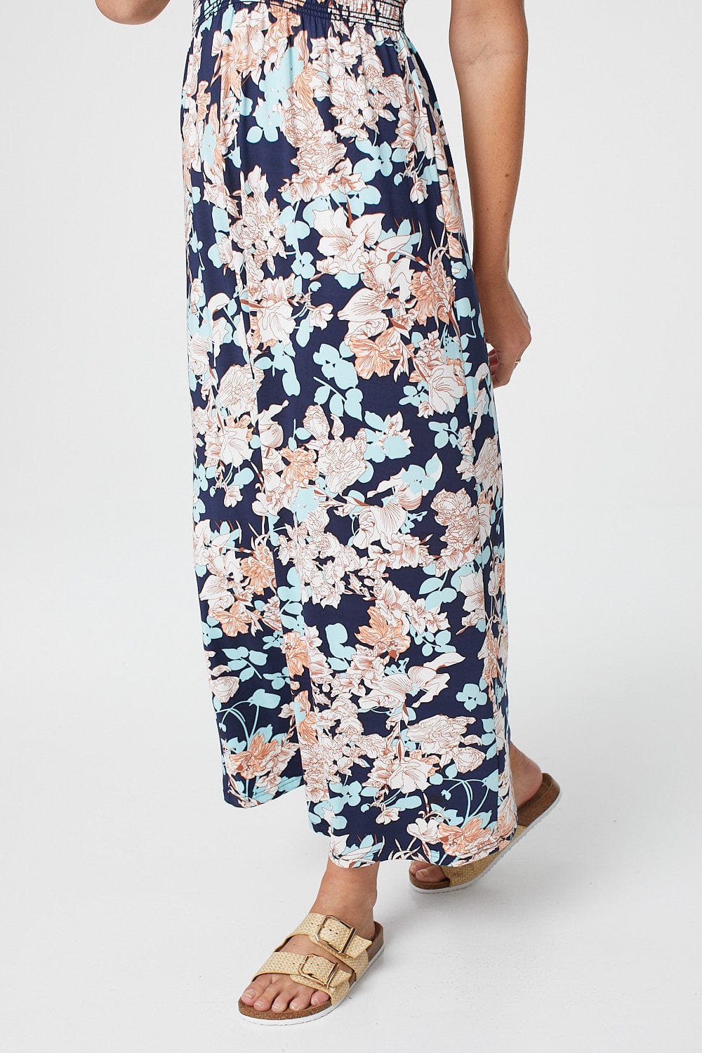 Multi Navy | Floral V-Neck Maxi Dress 