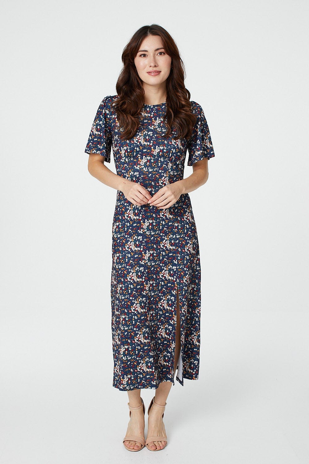 Navy | Ditsy Floral Jersey Tea Dress