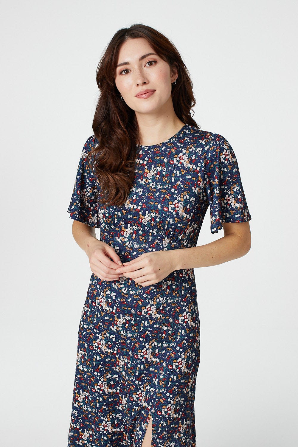 Navy | Ditsy Floral Jersey Tea Dress