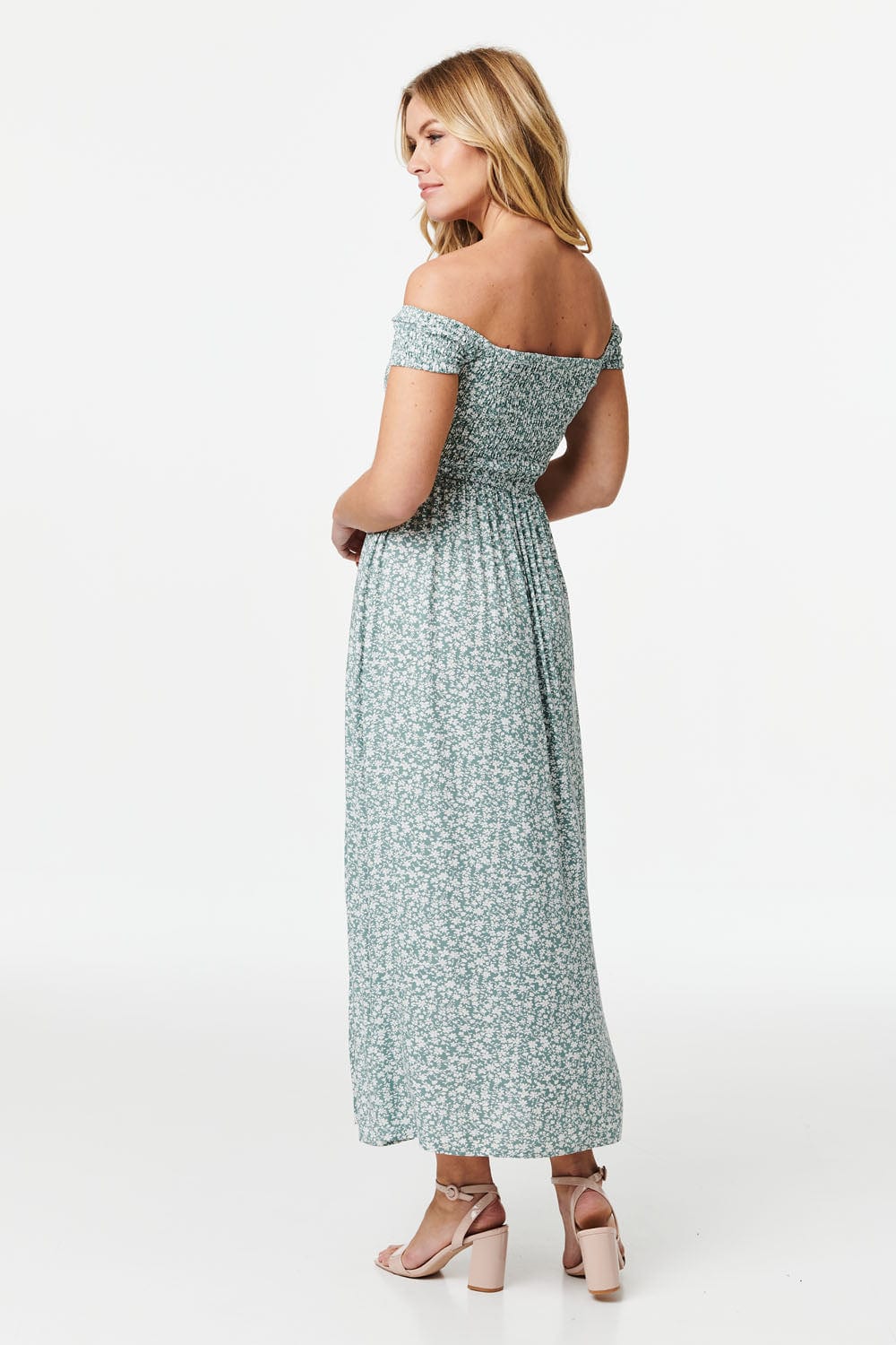 Green | Ditsy Floral Off The Shoulder Dress