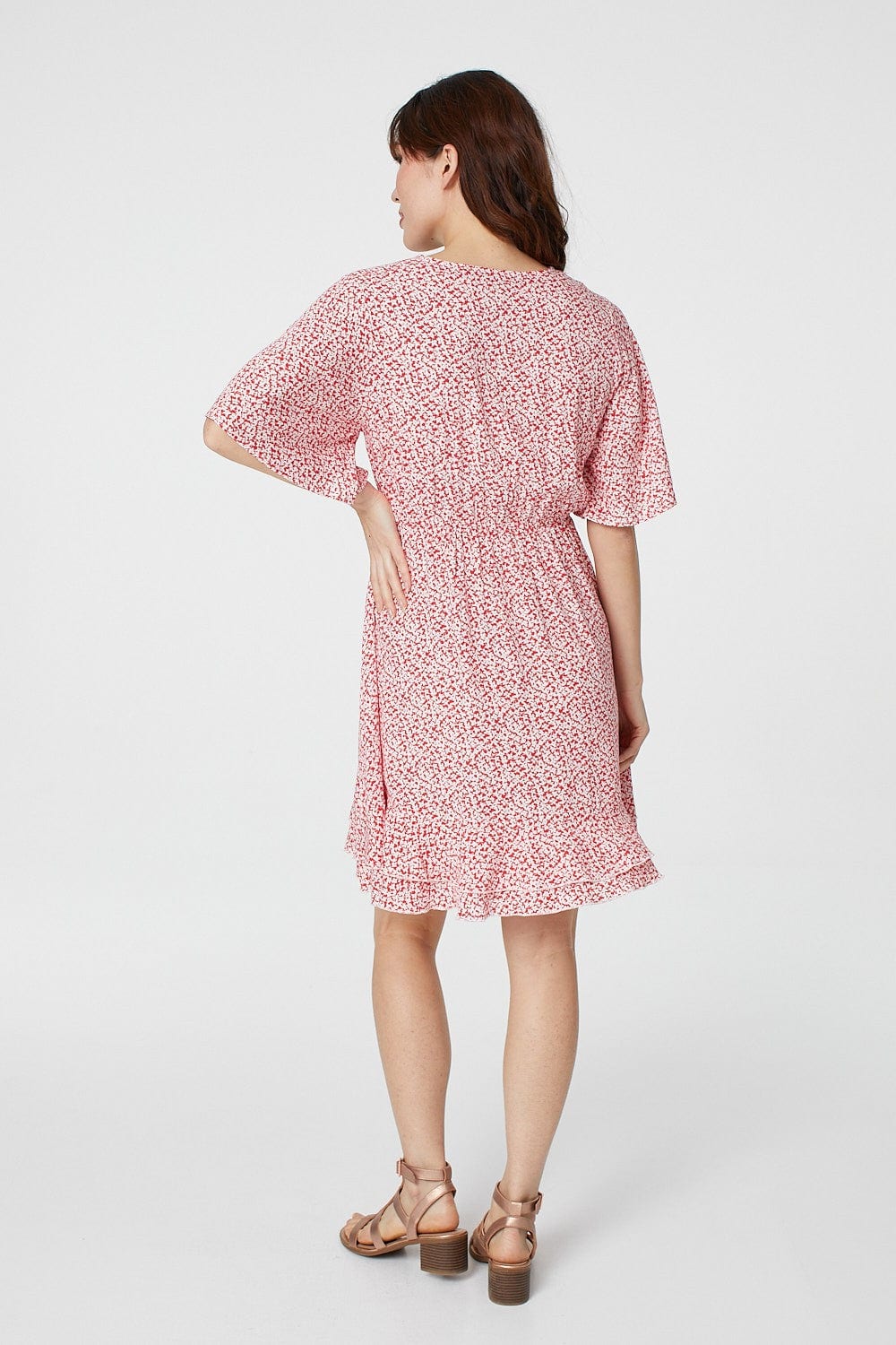 Red | Ditsy Print Fit & Flare Mini Dress
