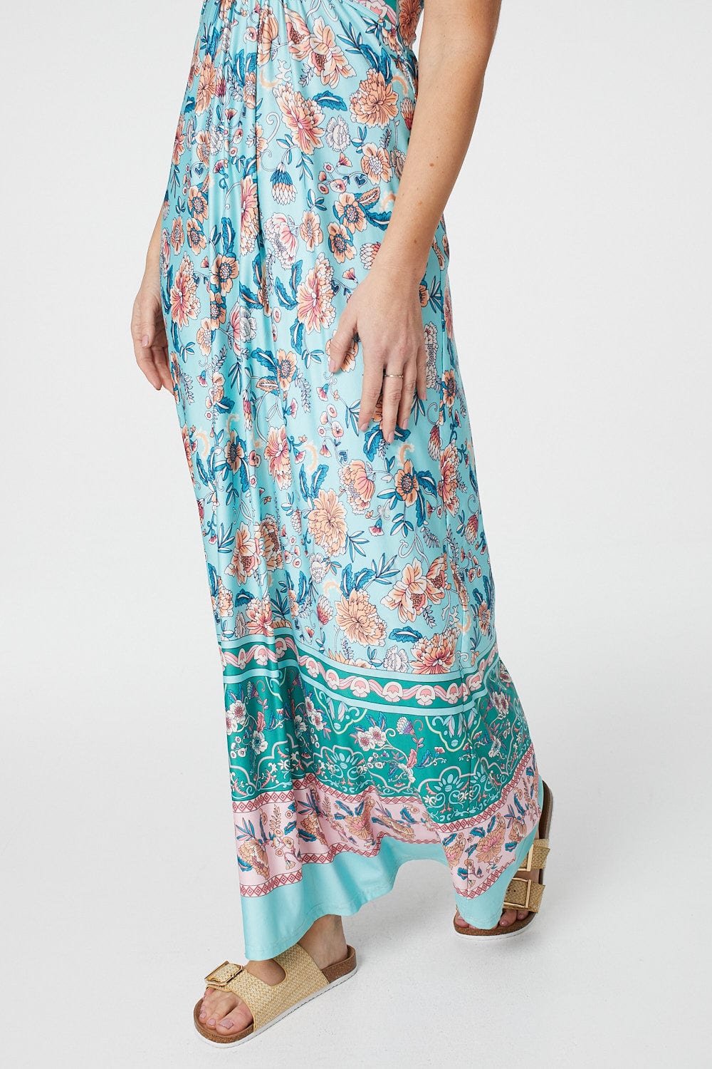 Green | Vintage Floral A-Line Maxi Dress