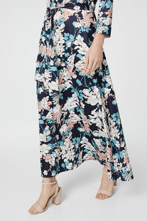 Navy | Floral 3/4 Sleeve Maxi Dress