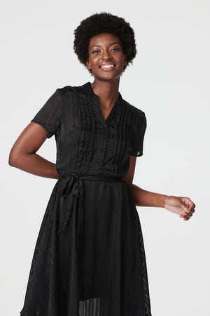 Black | 1/2 Button Front Fit & Flare Dress
