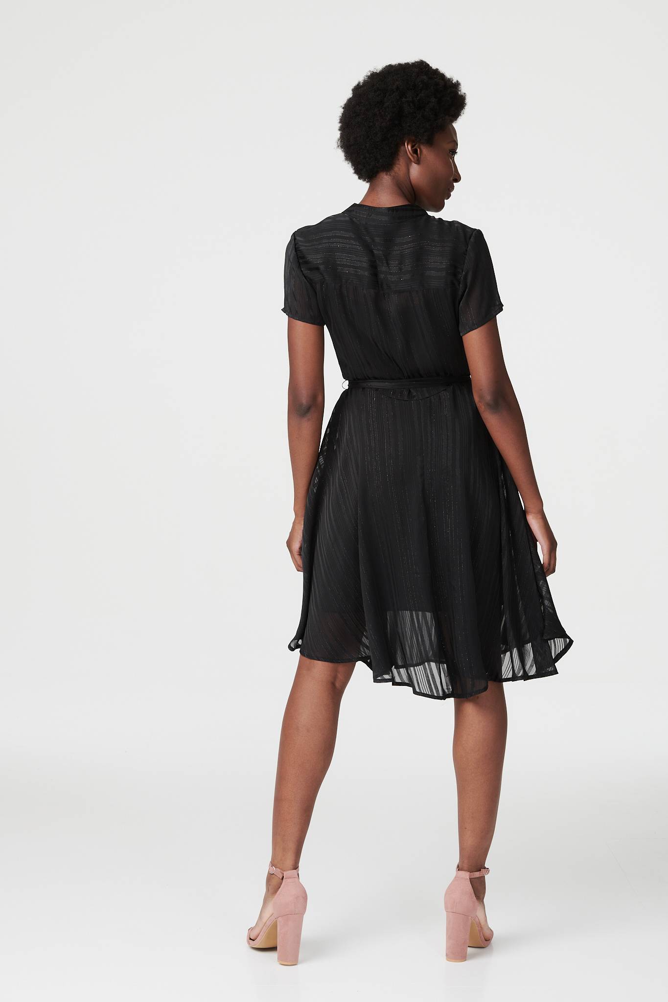 Black | 1/2 Button Front Fit & Flare Dress