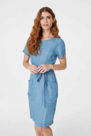 Blue | Short Sleeve Shift Dress