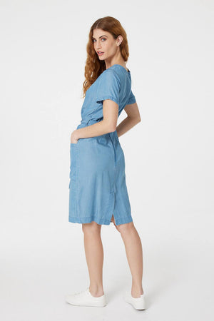 Blue | Short Sleeve Shift Dress