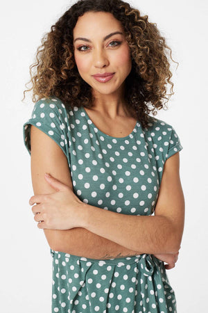 Green | Polka Dot Wrap Jersey Dress