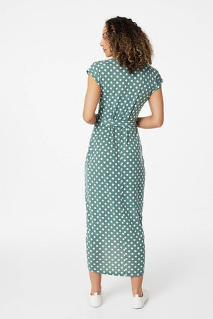 Green | Polka Dot Wrap Jersey Dress
