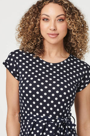 Navy | Polka Dot Wrap Jersey Dress