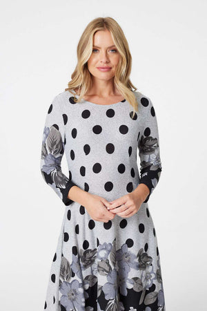 Grey | Floral High Low Jumper Dress