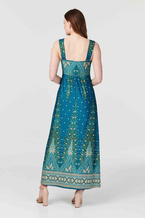 Green | Paisley Print A-Line Maxi Dress