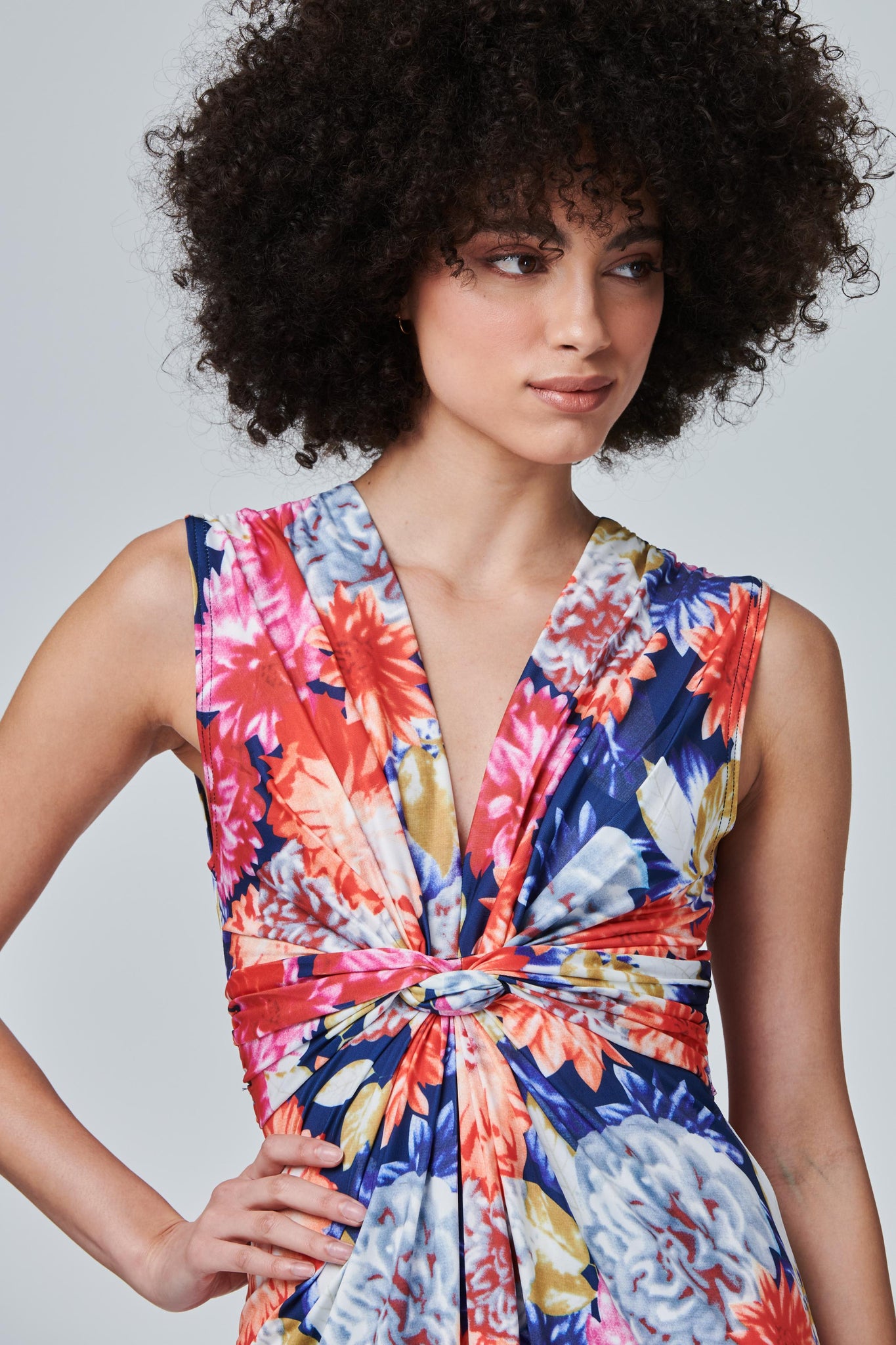 Orange | Floral Knot Front Maxi Dress