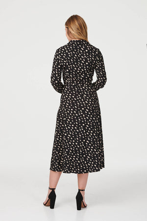 Black | Polka Dot Long Sleeve Shirt Dress
