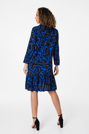 Blue | Abstract Print Mini Smock Dress