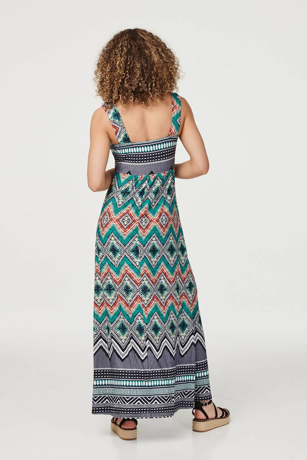 Green | Tie Dye Print A-Line Maxi Dress